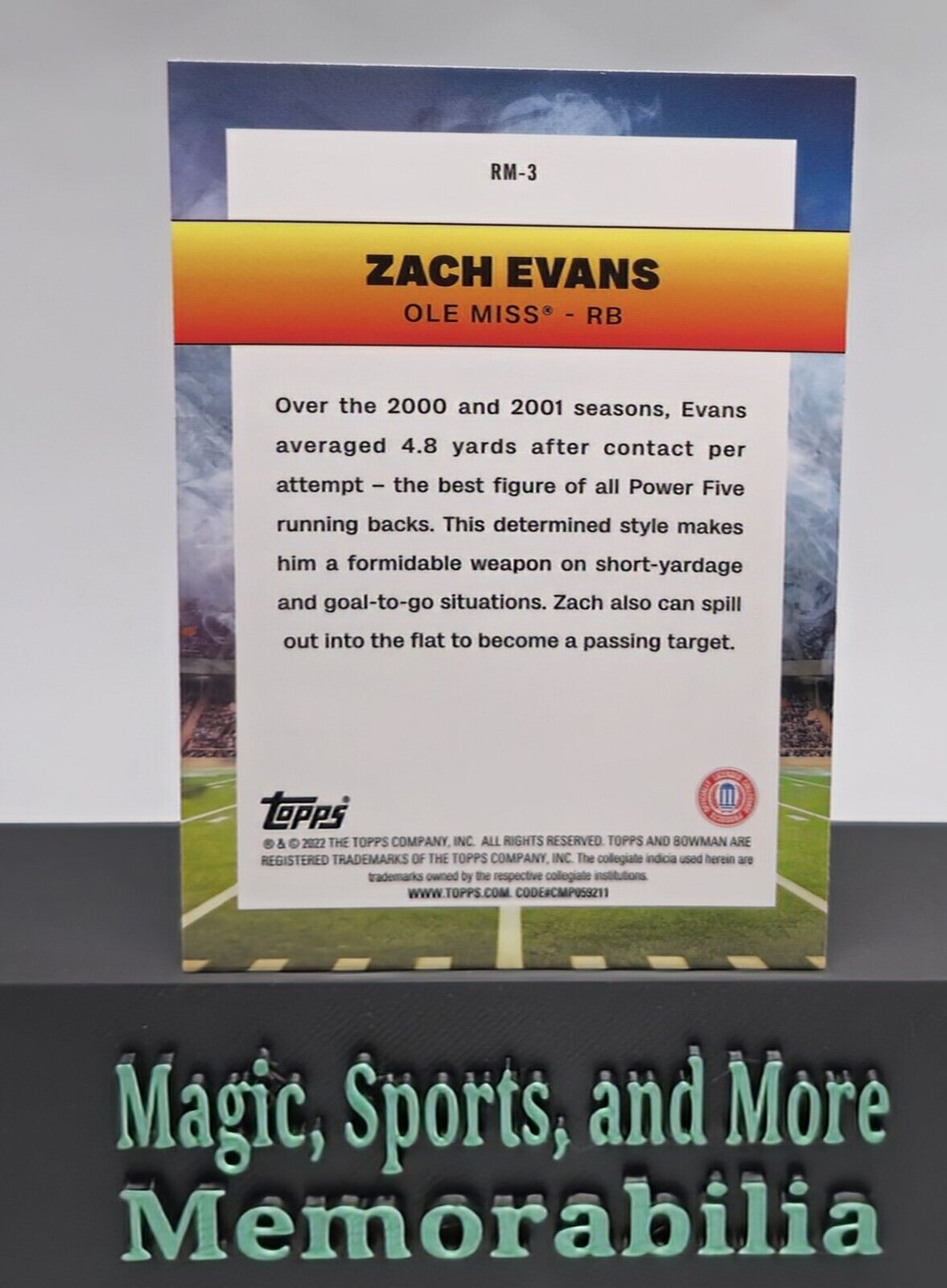 2022 Bowman Chrome University ZACH EVANS RAMBLIN #3 OLE MISS