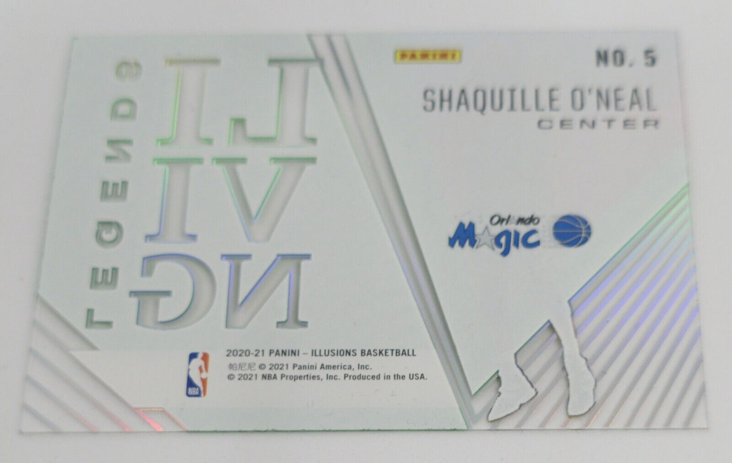 2020-21 PANINI ILLUSIONS Shaquille O’Neal Living Legends- Magic #5- Gem Mint