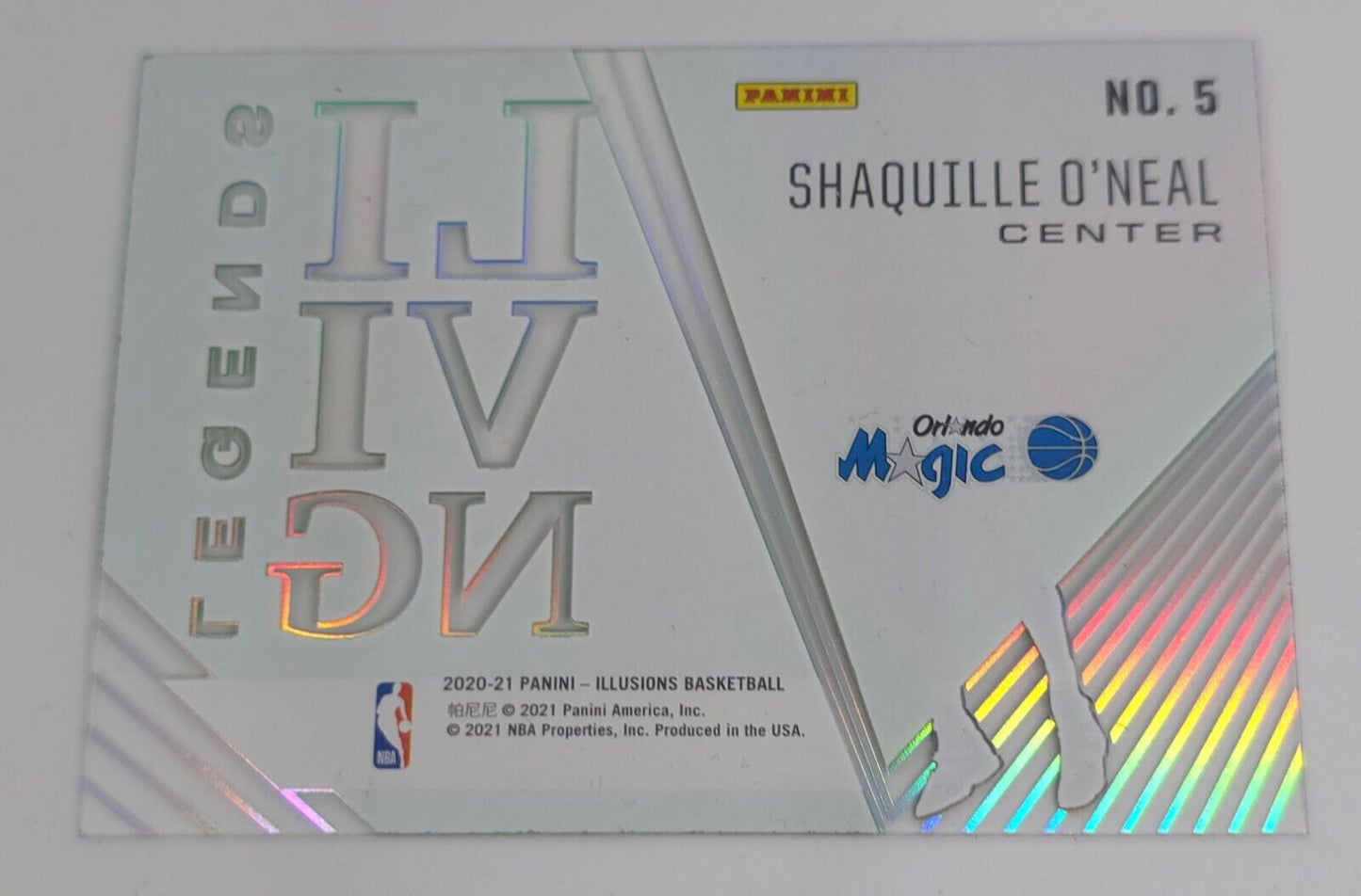 2020-21 PANINI ILLUSIONS Shaquille O’Neal Living Legends- Magic #5- Gem Mint