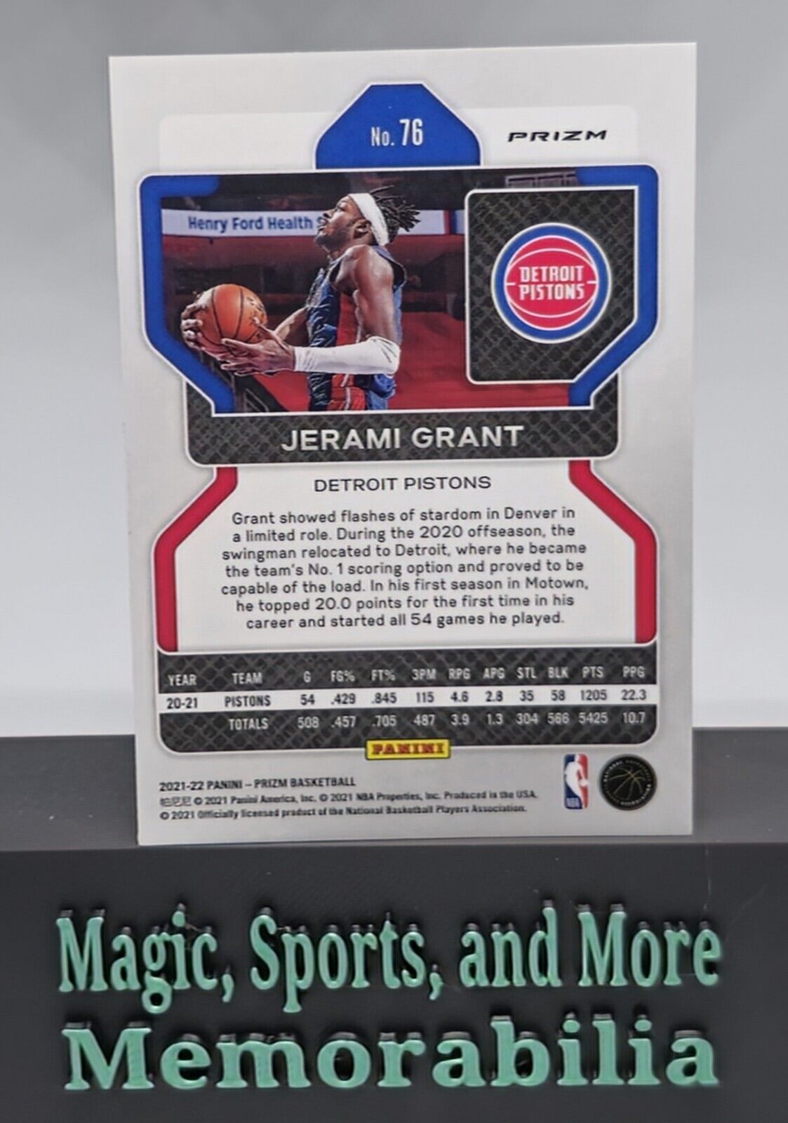 2021-22 Panini Prizm #76 Jerami Grant Silver Prizm Detroit Pistons