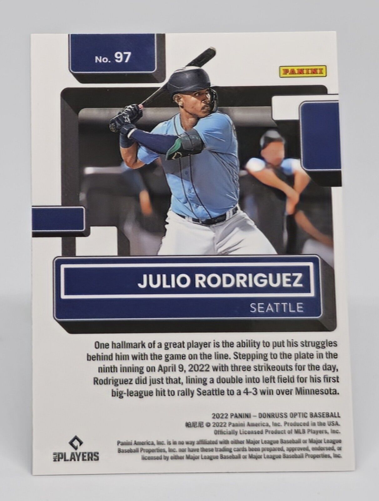 2022 Panini Donruss Optic Rated Rookie Julio Rodriguez RC #97