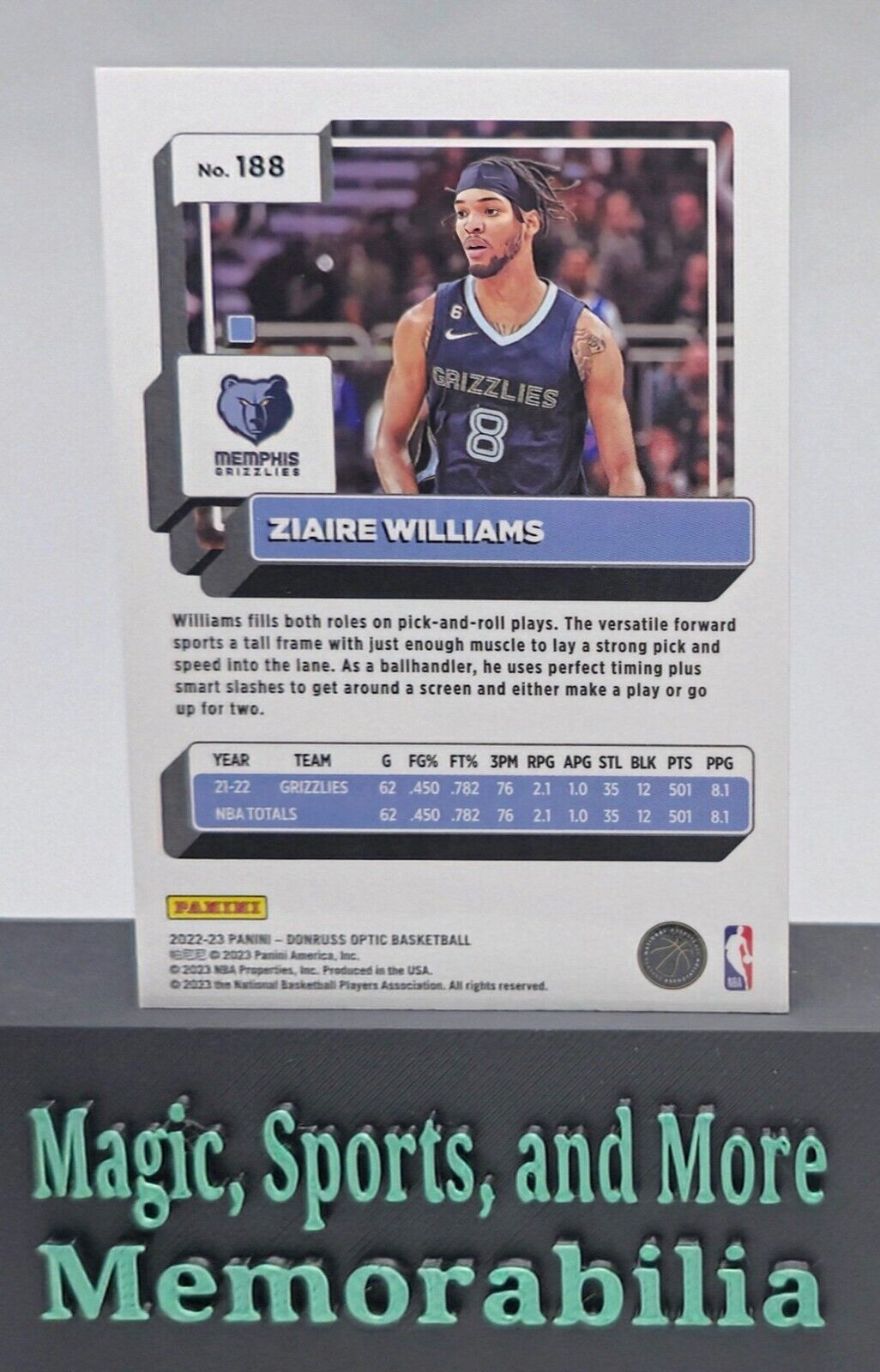 Ziaire Williams 2022-23 Donruss Optic #188 Memphis Grizzlies