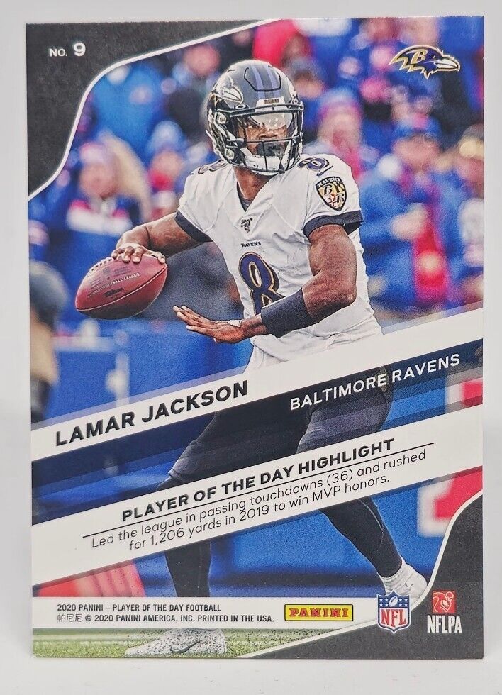 2020 Panini Player Of The Day Lamar Jackson Foil #9