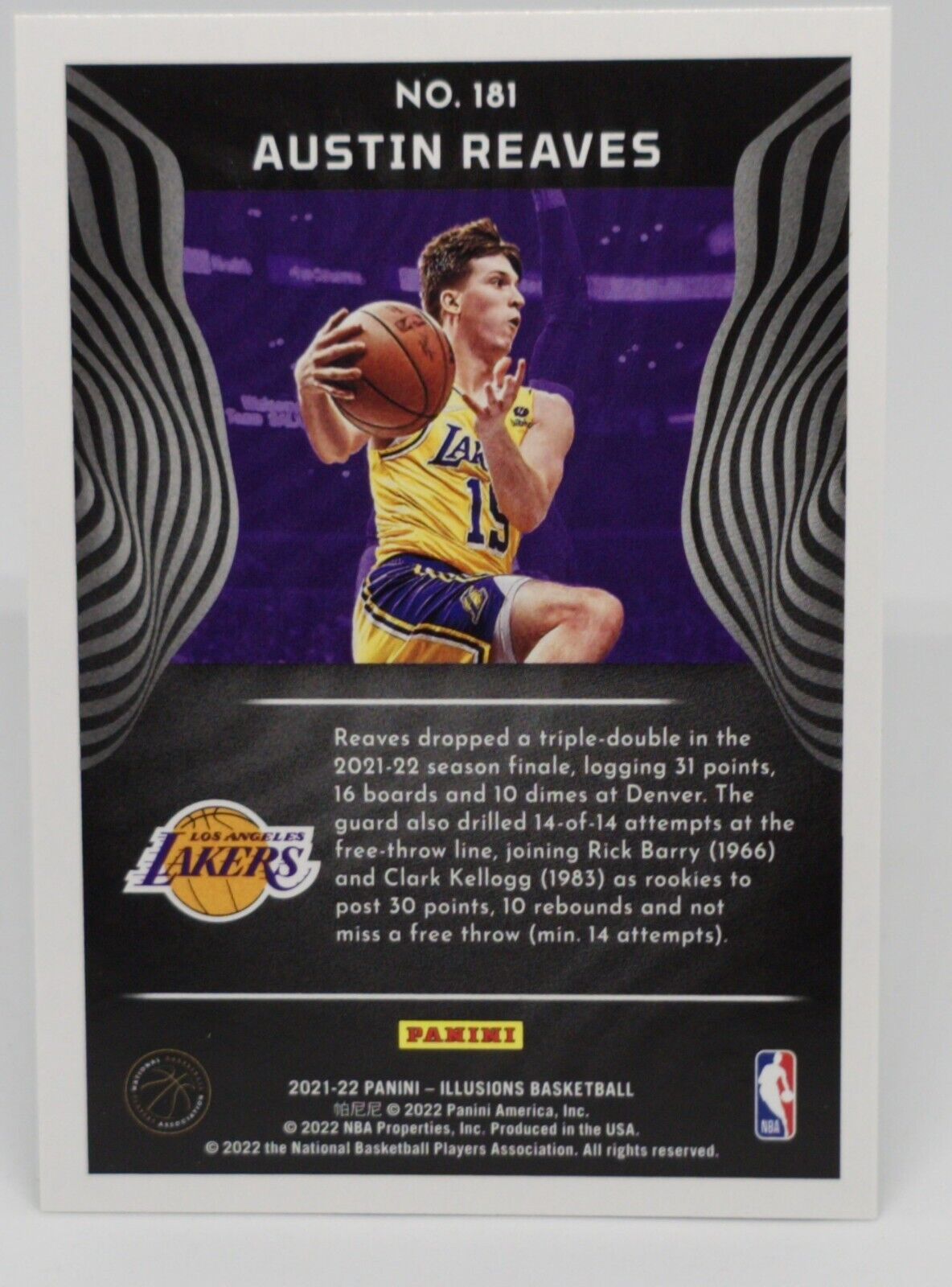 2021-22 Panini Illusions Austin Reaves Rookie Card #181 Los Angeles Lakers RC