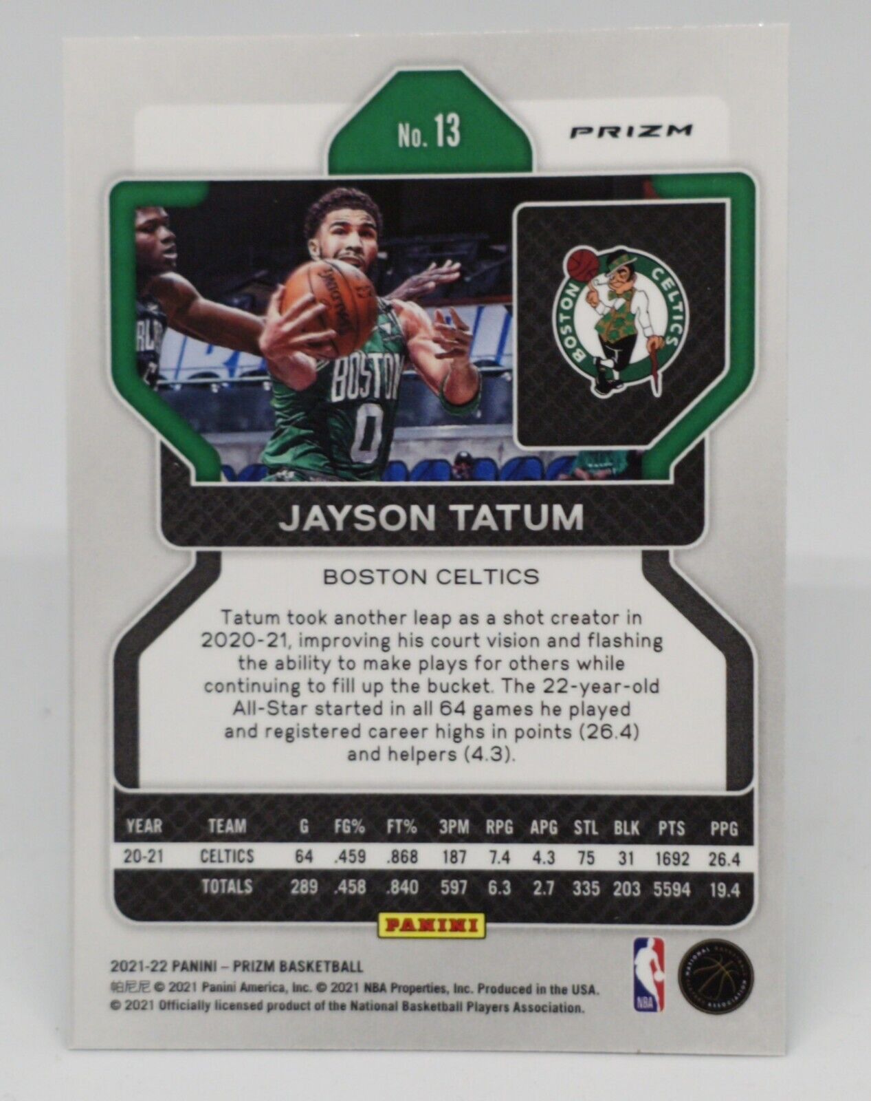 2021-22 Panini Prizm Jayson Tatum - Green Prizm #13 