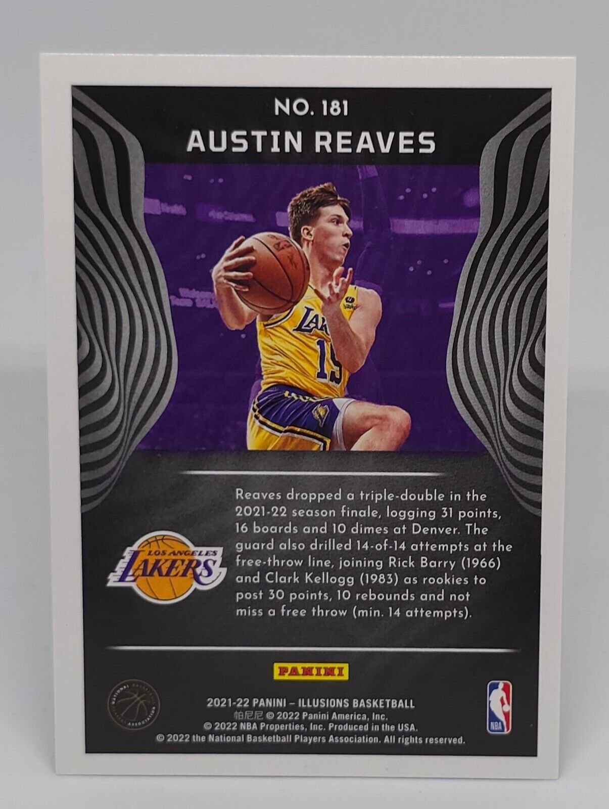 2021-22 Panini Illusions Austin Reaves Rookie Card #181 Los Angeles Lakers RC